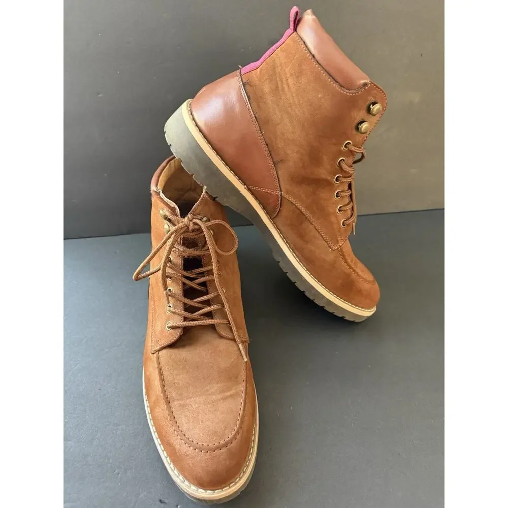 Nine West Mens Madhuri Boots US Size 13 Brown Lace Up Casual Office Workwear